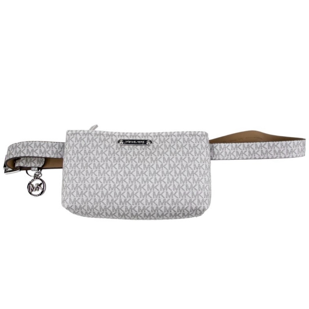 NWT Michael Kors Signature White and Gray Belt Bag